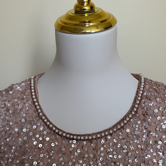 New Adrianna Papell Sequin Mini Formal Dress in Rose Gold - Picture 3 of 6